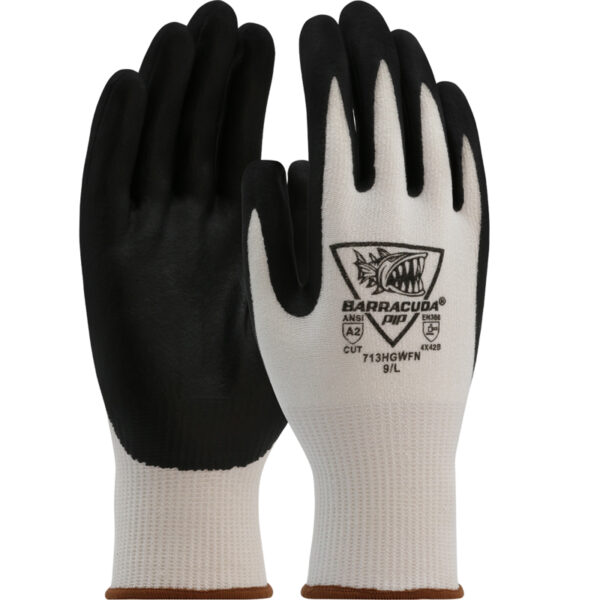 Seamless Knit Polykor Blended Glove with Nitrile Coated Foam Grip on Palm & Fingers