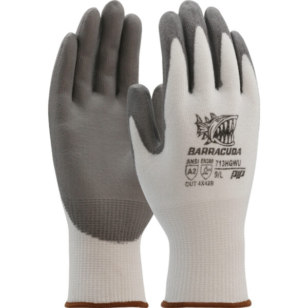 Seamless Knit Polykor Blended Glove with Polyurethane Coated Flat Grip on Palm & Fingers