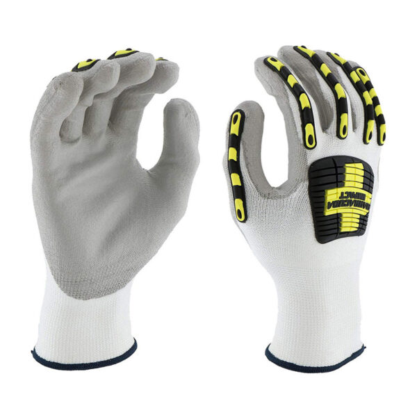 Seamless Knit HPPE Blended Glove with Impact Protection and Polyurethane Coated Palm & Fingers