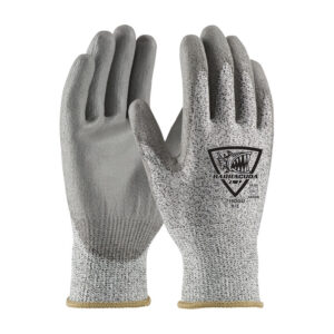Seamless Knit Polykor Blended Glove with Polyurethane Coated Flat Grip on Palm & Fingers