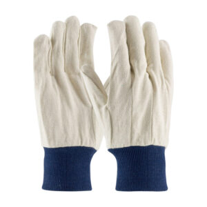 Economy Grade Polyester/Cotton Canvas Single Palm Glove - Blue Knit Wrist
