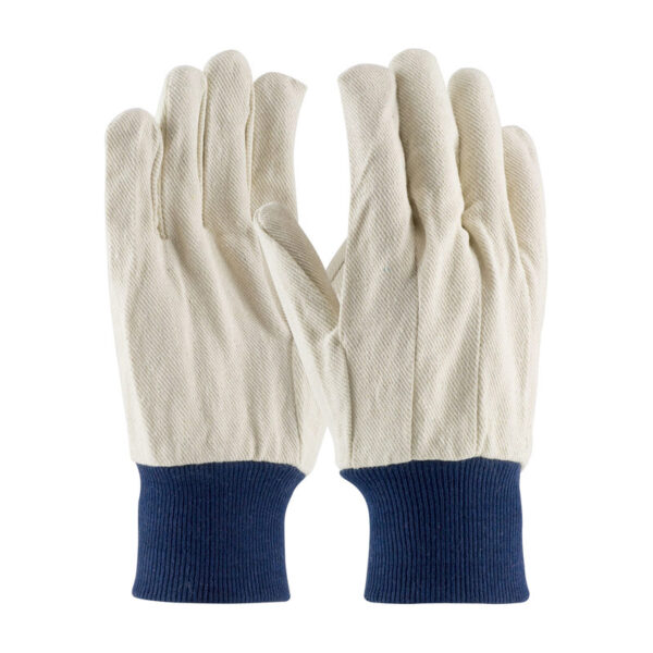 Economy Grade Polyester/Cotton Canvas Single Palm Glove - Blue Knit Wrist