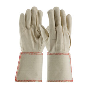 Premium Grade Cotton Canvas Single Palm Glove - Plasticized Gauntlet Cuff