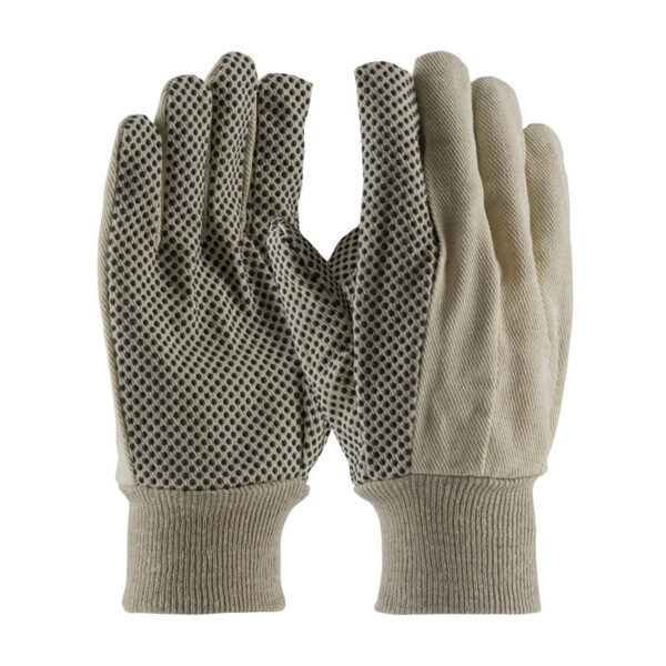 Economy Grade Cotton Canvas Glove with PVC Dotted Grip on Palm, Thumb and Index Finger - 8 oz.
