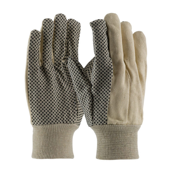 Premium Grade Cotton Canvas Glove with PVC Dotted Grip on Palm, Thumb and Index Finger - 10 oz.