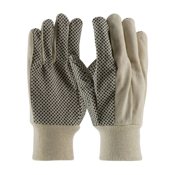 Economy Grade Cotton Canvas Glove with PVC Dotted Grip on Palm, Thumb and Index Finger - 10 oz.