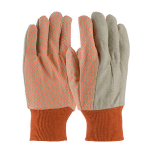 Premium Grade Cotton Canvas Glove with PVC Dotted Grip on Palm, Thumb and Index Finger - 10 oz.
