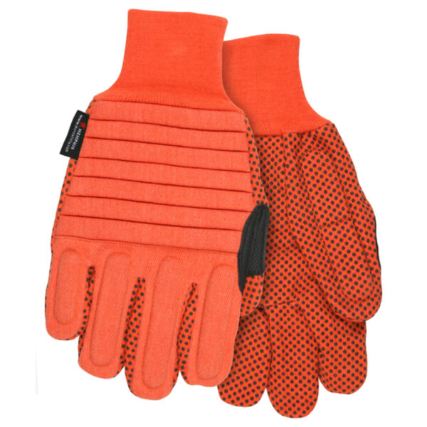 Orange Double Palm Work Gloves Dotted Palm