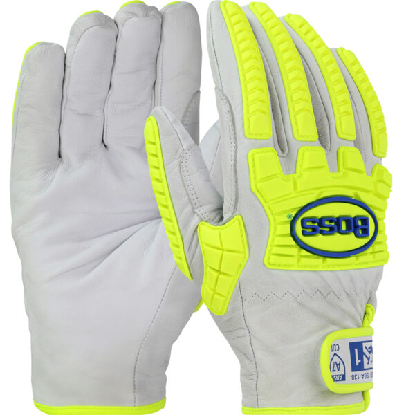 Top Grain Goatskin Leather Drivers Glove with Hi-Vis Impact Protection and Kevlar® Blend Lining