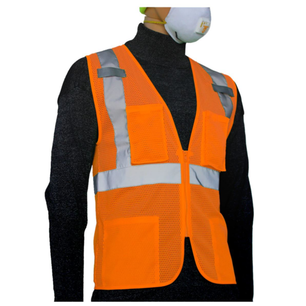 ORANGE VEST, MIC, ZIPPER, REFLECTIVE