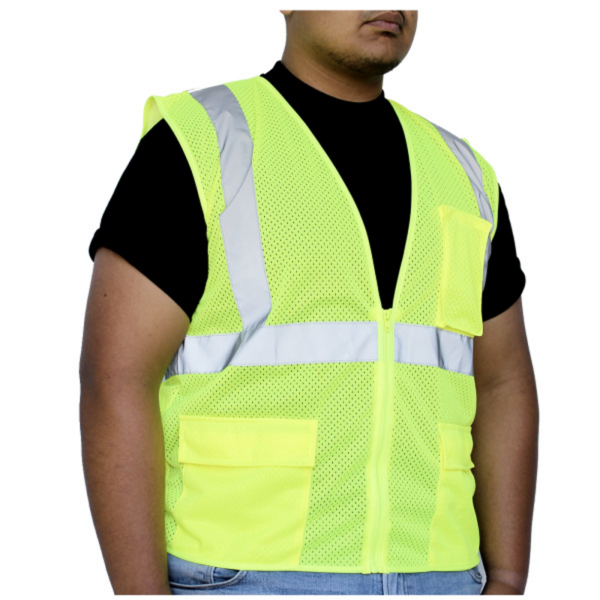 VEST, LIME, FR, CLASS 2, ZIPPER
