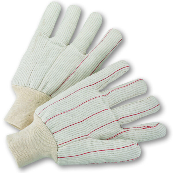 Polyester/Cotton Corded Double Palm Glove with Nap-In Finish - Natural Knit Wrist