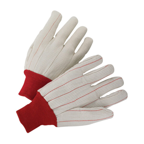 Polyester/Cotton Corded Double Palm Glove with Nap-In Finish - Red Knit Wrist