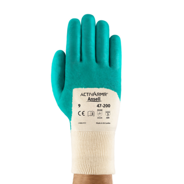 Coated glove on fingers and palm with high breathability
