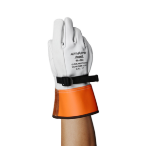 Goatskin leather protectors, for extended high-voltage glove life and enhanced hand safety
