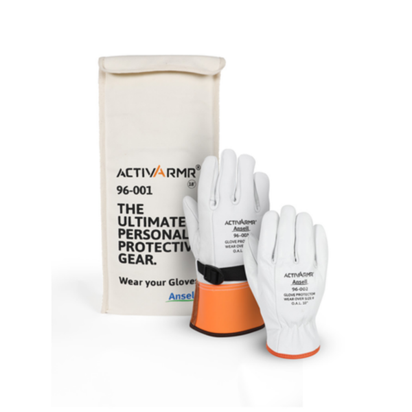 Goatskin leather protectors, for extended high-voltage glove life and enhanced hand safety