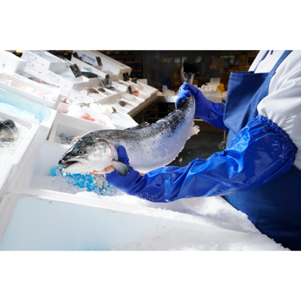 Mediumweight PVC supported glove with cotton knitted liner & sleeve