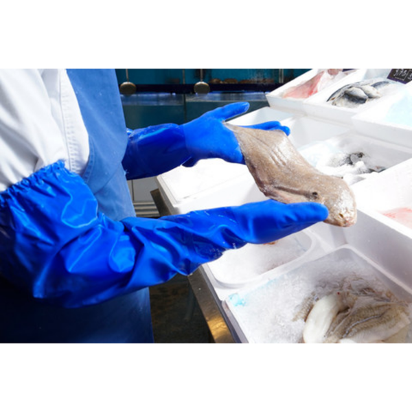 Mediumweight PVC supported glove with cotton knitted liner & sleeve