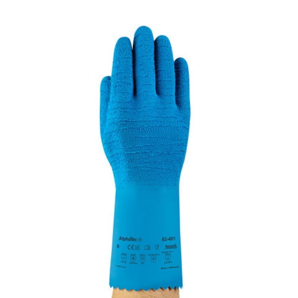 Heavyweight, natural rubber, supported glove