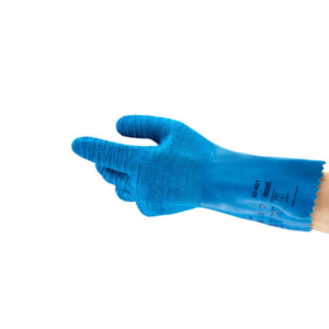 Heavyweight, natural rubber, supported glove