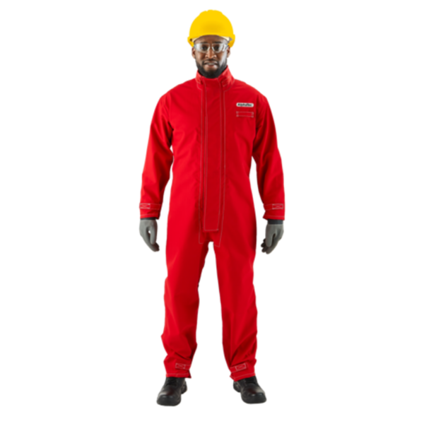 NFPA 1992 certified coverall is breathable, re-usable and chemical-splash-resistant.
