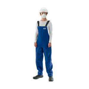 NFPA 1992 and NFPA 2112 certified bib-overall is breathable, re-usable and resistant to chemical splash, flash fire, arc flash and hot liquids.
