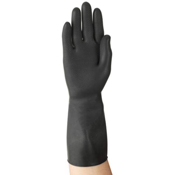 Extra-heavyweight natural rubber glove with flocked lining