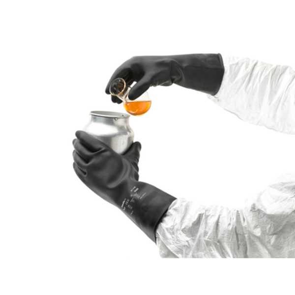 Extra-heavyweight natural rubber glove with flocked lining