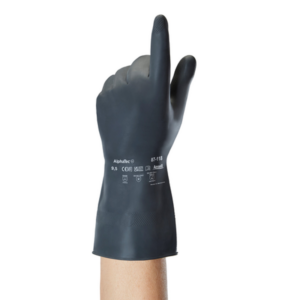 Extra-heavyweight natural rubber glove with flocked lining