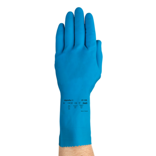 Lightweight natural rubber glove with flocked lining