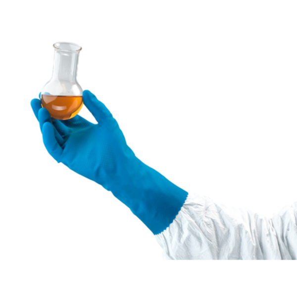 Lightweight natural rubber glove with flocked lining