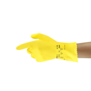 Lightweight natural rubber glove with flocked lining