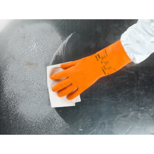 Extra heavyweight, natural rubber glove, with flocked lining