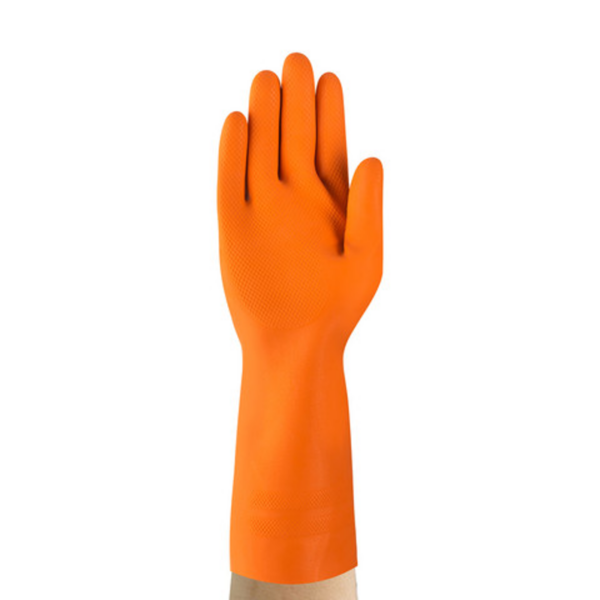 Extra heavyweight, natural rubber glove, with flocked lining