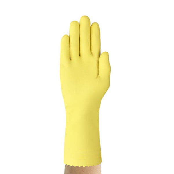 Mediumweight natural rubber glove with flocked lining