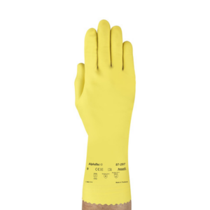 Mediumweight natural rubber glove with flocked lining