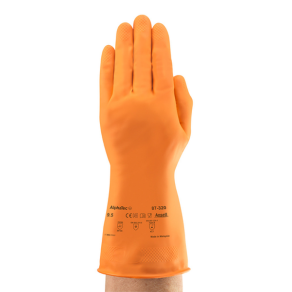 Lightweight natural rubber glove with flocked lining