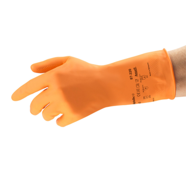Lightweight natural rubber glove with flocked lining
