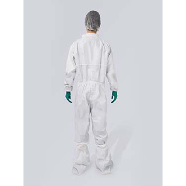 Non-sterile, disposable coverall with collar for protection against chemicals