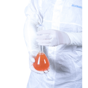 Sterile powder-free nitrile cleanroom gloves, for full-arm protection from chemical hazards