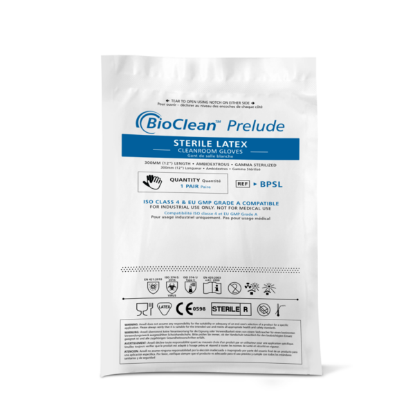 Sterile, ambidextrous latex cleanroom gloves, offering users flexible comfort
