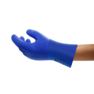 Blue supported PVC glove