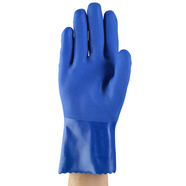 Blue supported PVC glove