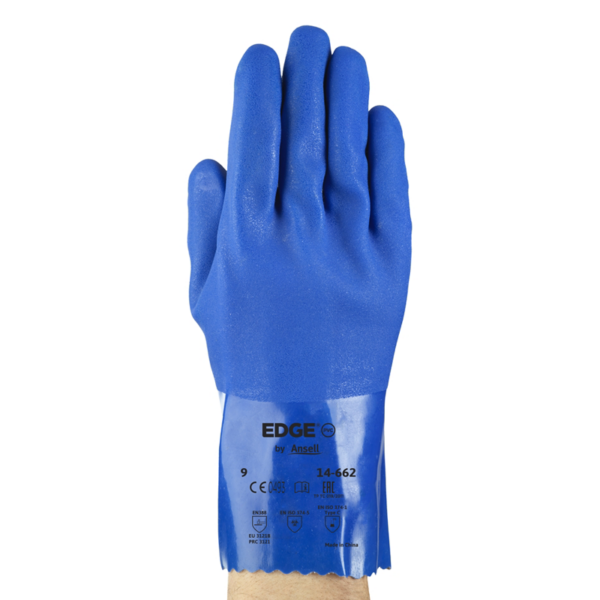 Blue supported PVC glove