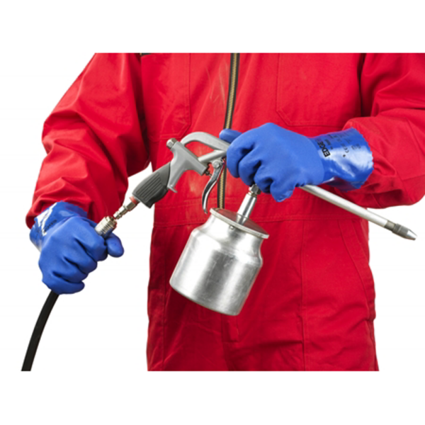 Blue supported PVC glove