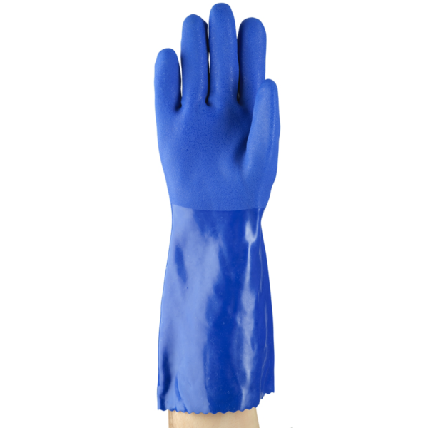 Blue supported PVC glove