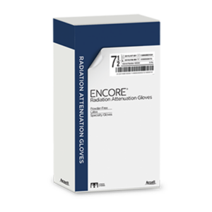 Latex, powder-free personal protective shield protects hands from scattered radiation exposure during fluoroscopic procedures 1