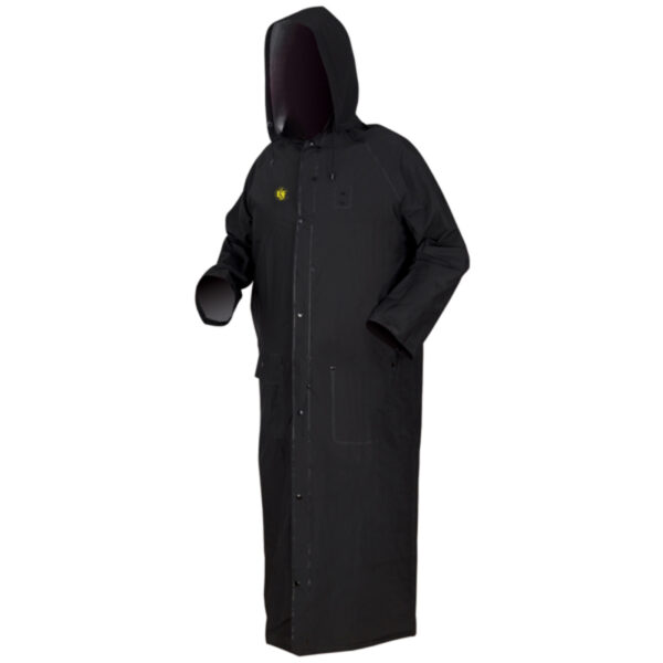 Black Waterproof PVC Long Rain Coat