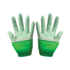 Synthetic, pre-donned double gloving system of two polyisoprene (PI) gloves in one, making it easy to double glove in one don