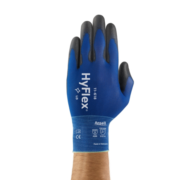 Palm coated glove for lightweight applications in dry and slightly oily environments